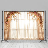 Aperturee - Aperturee Romantic Pink Floral Arch Sweet Wedding Backdrop